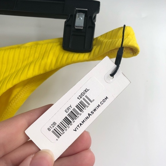 VITAMIN A EcoRib California High Leg Bikini Swim Bottom Cheeky NWT XL Yellow - Picture 5 of 11